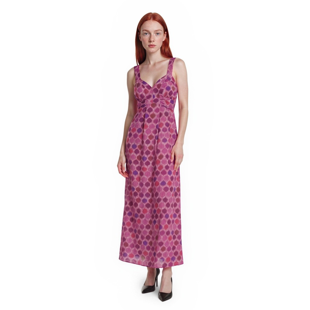 Jax Maxi Dress Women's Size 8 Pink Purple Geometric Leaf Print Sleeveless